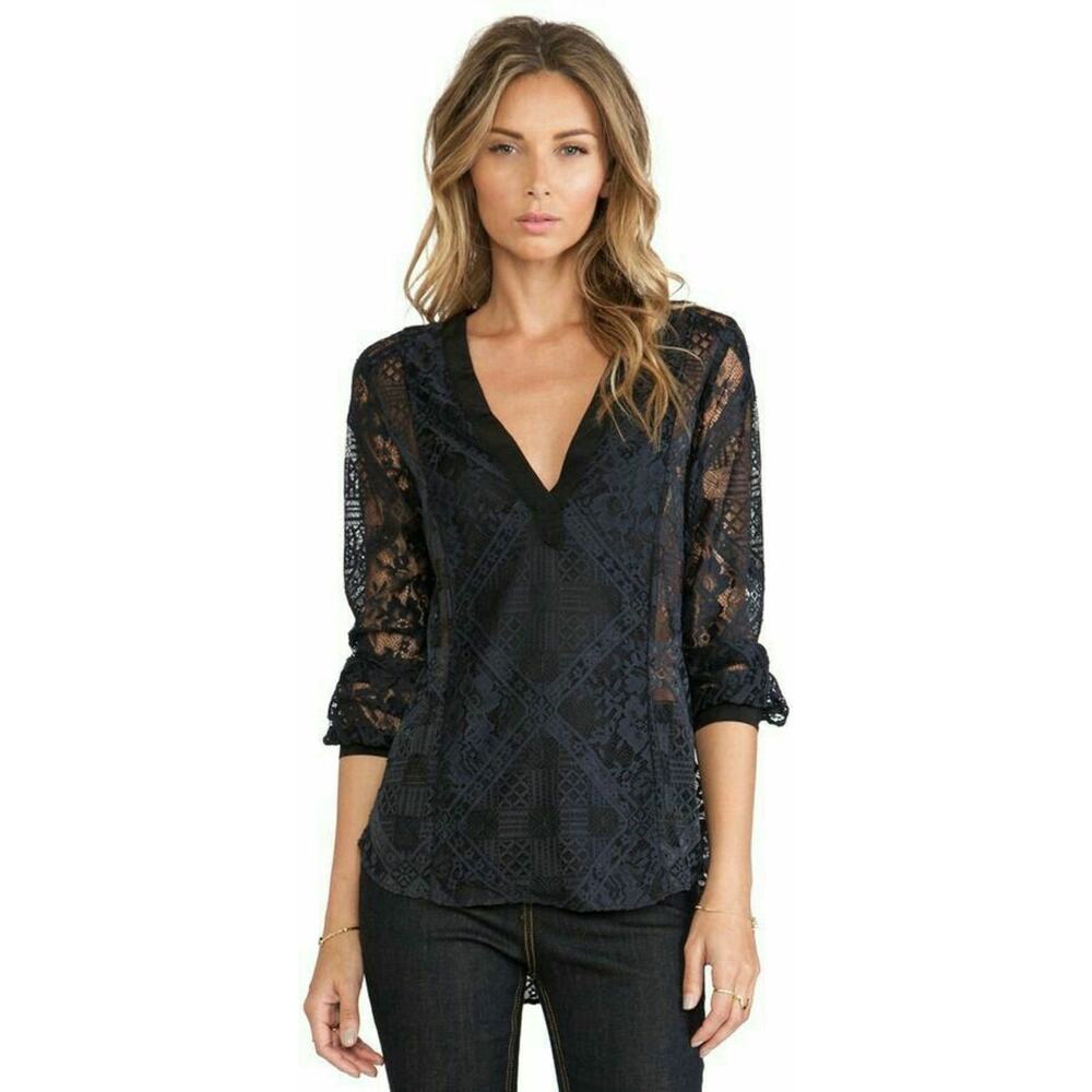 Twelfth Street Cynthia Vincent Womens Lace Long Sleeve Dark Romantic Vamp XS/S*